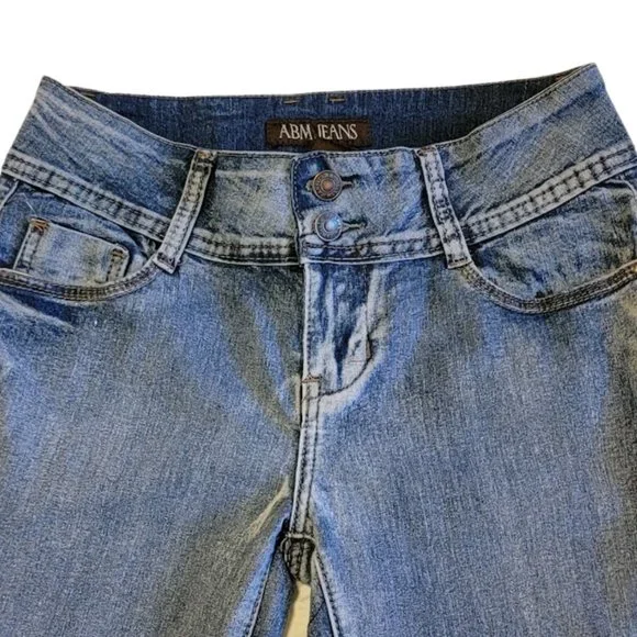 ABM Jeans -Low Rise Skinny Double Button Fly Slightly Distressed Jeans - SZ 7 - Picture 6 of 14